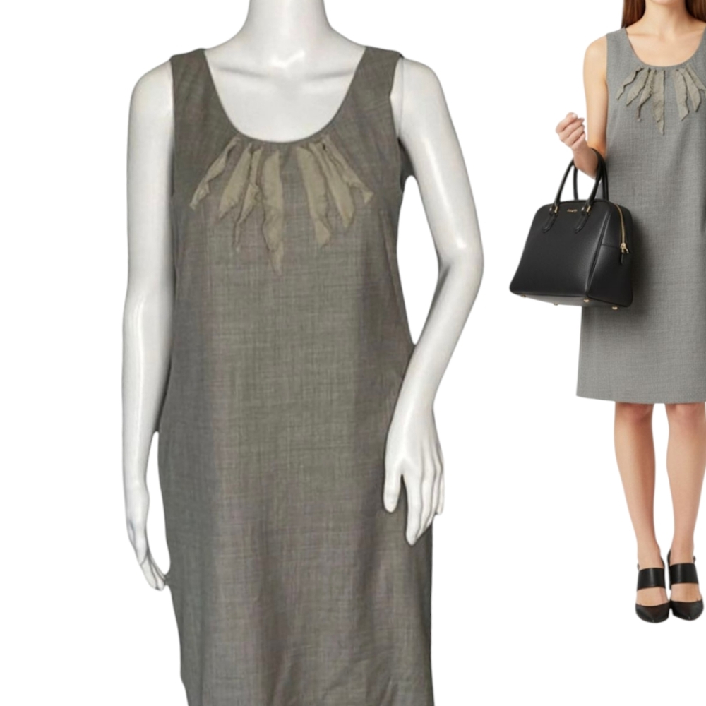 Jcrew grew 100 wool dress with silk decoration size 4 super 120's wool pockets